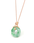 Baikalla Jewelry 18k Gold Jadeite Necklace Baikalla™ "Good Luck Birdie" 18k Rose Gold Genuine Burmese Jadeite Lucky Pendant Necklace With AA Ruby & Diamond