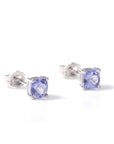 Baikalla Jewelry Gold Gemstone Earrings Purple Tanzanite Baikalla™ 14k White Gold Natural Tanzanite 4 Prong Set Earrings