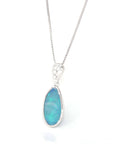 Baikalla Jewelry Gemstone Pendant Necklace Baikalla™ Sterling Silver Freeform Australian Blue Opal Bezel Set Necklace