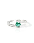 Baikalla Jewelry Gold Emerald Ring 18k White Gold Natural Emerald Ring With Diamond