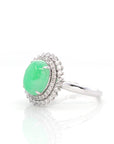 Baikalla Jewelry Jadeite Engagement Ring 18k White Gold Natural Imperial Green Jadeite Engagement Ring With Diamonds
