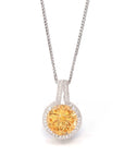 Baikalla Jewelry Gemstone Pendant Necklace Pendant Only 14k White Gold Genuine Fantasy Cut Citrine & Diamonds Pendant Necklace