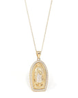 Baikalla Jewelry 14K Pure Yellow Gold Pendant Pendant Only 14K Yellow Gold Mother Maria Pendant Necklace With SI Diamonds