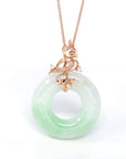 Baikalla Jewelry 18k Gold Jadeite Necklace Baikalla™ "Good Luck Birdie" 18k Rose Gold Genuine Burmese Jadeite Lucky Pendant Necklace With AA Tourmaline & Diamonds