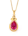 Baikalla Jewelry gemstone jewelry Pendant Only 24k Yellow Gold Lab Created Ruby & CZ Pendant Necklace