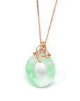 Baikalla Jewelry 18k Gold Jadeite Necklace Baikalla™ "Good Luck Birdie" 18k Rose Gold Genuine Burmese Jadeite Lucky Pendant Necklace With AA Ruby & Diamond