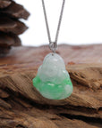 Baikalla Jewelry Jade Buddha Pendant Baikalla™ "Laughing Buddha" Genuine Vibrant Green Jadeite Buddha Pendant Necklace With 14k White Gold Bail