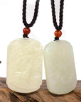 Baikalla Jewelry Jade Pendant Necklace A Pair Baikalla™ "Dragon & Phoenix" Genuine HeTian White Nephrite Jade Pendant Necklace