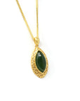 Baikalla Jewelry Jade Pendant Necklace Baikalla™ "Classic Marquise" Sterling Silver Nephrite Green Jade Classic Marquise Pendant Necklace