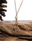 Baikalla Jewelry 18k Gold Jadeite Necklace 18K Rose Gold Ice Jadeite Jade Hulu Necklace with Diamonds