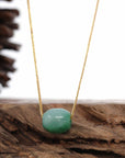 Baikalla Jewelry Jade Pendant Necklace Baikalla™ "Good Luck Button" Necklace Rich Forest Green Jade Lucky TongTong Pendant Necklace