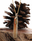 Baikalla Jewelry Jade Pendant 14K Yellow Natural Red & Brown Jadeite Jade Comb Necklace