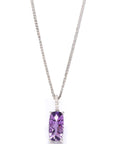 Baikalla Jewelry Gemstone Pendant Necklace 14k White Gold Emerald Cushion Cut Amethyst Necklace With Diamonds