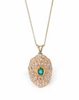 Baikalla Jewelry Gemstone Pendant Necklace 14k Yellow Gold "A" Emerald Pendant Necklace With Diamonds