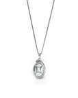 Baikalla Jewelry Gold Aquamarine 14k White Gold Natural Oval Aquamarine Necklace With Diamond