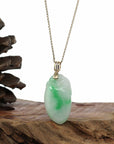 Baikalla Jewelry Jade Pendant Pendant Only Natural Green Jadeite Jade Shou Tao (Longevity Peach) Necklace With 14k Yellow Gold Diamond Bail
