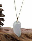 Baikalla Jewelry Jade Pendant Natural Ice Lavender Jadeite Jade Shou Tao ( Longevity Peach ) Necklace With 14k Yellow Gold Bail