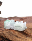 Baikalla Jewelry genuine jadeite carving Genuine Burmese Lavender & Green Jadeite Jade PiXiu Pendant Necklace