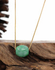 Baikalla Jewelry Jade Pendant Necklace Baikalla™ "Good Luck Button" Necklace Rich Forest Green Jade Lucky TongTong Pendant Necklace