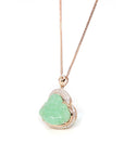 Baikalla Jewelry Gold Jade Buddha Baikalla "Laughing Buddha" 18k Gold Genuine Apple Green Jadeite Jade with VS1 Diamonds