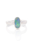 Baikalla Jewelry Gemstone Ring Opal Baikalla™ Sterling Silver Freeform Australian Natural Blue Opal Bezel Set Ring
