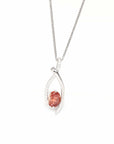 Baikalla Jewelry Sunstone Necklace Sterling Silver Natural Red Oregon Sunstone Necklace With White Sapphire