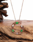 Baikalla Jewelry 18k Gold Jadeite Necklace 18K Rose Gold "Multi-Color Jadeite" Genuine Ice and Imperial Jadeite Jade Pendant with Diamonds