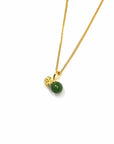 Baikalla Jewelry Gold Jade Necklace 24k Yellow Gold Genuine Green Jade Bead With Leaf Pendant Necklace