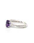 Baikalla Jewelry Gold Amethyst Ring 14k White Gold Genuine Amethyst Ring with Diamonds