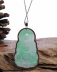 Baikalla Jewelry Jade Guanyin Pendant Necklace Baikalla 14k "Goddess of Compassion" Genuine Burmese Jadeite Jade Guanyin Necklace With Good Luck Design