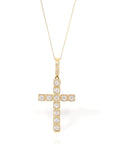 Baikalla Jewelry 24K Pure Yellow Gold Pendant 14K Yellow Gold Cross Pendant Necklace With Diamonds