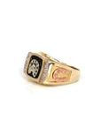 Baikalla Jewelry Gold Diamond Men's Ring 14k Yellow Gold Horseshoe Men's Ring With Diamond