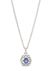 Baikalla Jewelry gemstone jewelry Pendant Only 14k White Gold Natural Blue Sapphire Flower Necklace With Diamond