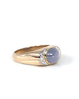 Baikalla Jewelry Gold Sapphire Ring 9 14k Yellow Gold Natural Blue Sapphire Men's Ring with Diamonds