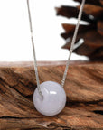 Baikalla Jewelry Jade Pendant Necklace Baikalla™ "Good Luck Button" Necklace Light Lavender Jade Lucky KouKou Pendant Necklace