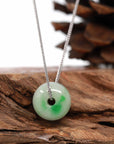Baikalla Jewelry Jade Pendant Necklace Baikalla™ "Good Luck Button" Necklace Rich Green Jade Lucky KouKou Pendant Necklace