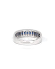 Baikalla Jewelry Gold Sapphire Ring 18k White Gold Natural Blue Sapphire Channel Set Band Ring with Diamonds
