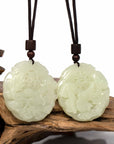 Baikalla Jewelry Jade Pendant Necklace A Pair Baikalla™ "Dragon & Phoenix" Genuine HeTian White Nephrite Jade Pendant Necklace