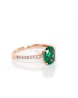 Baikalla Jewelry Gold Sapphire Ring 18k Rose Gold Lab-Created Emerald Ring With CZ