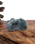 Baikalla Jewelry genuine jadeite carving Genuine Burmese Ice deep Blue Green Jadeite Jade PiXiu Pendant Necklace