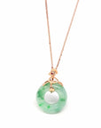 Baikalla Jewelry 18k Gold Jadeite Necklace W/O 18k Matching Gold Chain Baikalla™ "Good Luck Birdie" 18k Rose Gold Genuine Burmese Jadeite Lucky Pendant Necklace With AA Ruby & Diamond