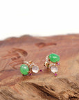 Baikalla Jewelry Gold Jade Earrings 18K Rose Gold Multi Color Jadeite Jade Stud Earrings