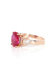 Baikalla Jewelry Gold Sapphire Ring 18k Rose Gold Lab-Created Ruby Ring With CZ