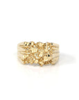 Baikalla Jewelry Gold Diamond Men's Ring 14k Solid Yellow Gold Nugget Men's Band Ring