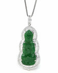 Baikalla Jewelry 18k Gold Jadeite Necklace 18K White Gold High-End Imperial Jadeite Jade "Goddess of Compassion" Guan Yin Necklace with Diamonds