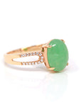 Baikalla Jewelry Jadeite Engagement Ring Baikalla™ "Imperial Cabochon" 18k Rose Gold Natural Gree Jadeite Ring With Diamonds