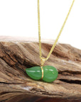 Baikalla Jewelry Gold Jadeite Necklace Pendant Only Baikalla™ "Lucky Gourd" HuLu18k Yellow Gold Green Nephrite Jade Pendant Necklace