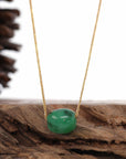 Baikalla Jewelry Jade Pendant Necklace Baikalla™ "Good Luck Button" Necklace Rich Forest Green Jade Lucky TongTong Pendant Necklace