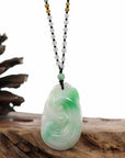 Baikalla Jewelry Jade Guanyin Pendant Necklace Genuine Green Jadeite Jade RuYi Pendant Necklace With Real Ice Jadeite jade Beads Necklace