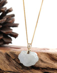 Baikalla Jewelry Jade Pendant 14k Rose Gold Genuine Burmese Light Lavender Jadeite Happiness and Safety (Fu & Pingan) Pendant Necklace